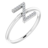 14K White .06 CTW Diamond Initial Z Ring photo