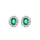 Gems One 14Kt White Gold Diamond (1/5Ctw) & Emerald (1/3 Ctw) Earring photo