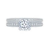 Shah Luxury Cushion Diamond Engagement Ring In 14K White Gold (Semi-Mount) photo 2
