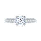 Shah Luxury Cushion Diamond Engagement Ring In 14K White Gold (Semi-Mount) photo