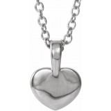 14K White .01 CT Diamond Youth Heart 16 Necklace photo 3