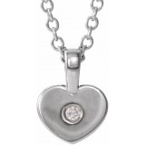 14K White .01 CT Diamond Youth Heart 16 Necklace photo
