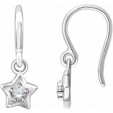 14K White 3 mm Round April Youth Star Birthstone Earrings photo