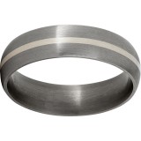 Titanium Domed Band with a 1mm Sterling Silver Inlay and Satin Finish photo