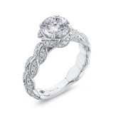 Shah Luxury 14K White Gold Round Diamond Engagement Ring (Semi-Mount) photo 2