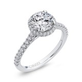 Shah Luxury 14K White Gold Round Cut Diamond Classic Halo Engagement Ring (Semi-Mount) photo 2
