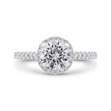Shah Luxury 14K White Gold Round Cut Diamond Classic Halo Engagement Ring (Semi-Mount) photo