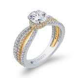 Shah Luxury 14K Two Tone Gold Round Diamond Engagement Ring with Split Shank (Semi-Mount) photo 2