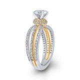 Shah Luxury 14K Two Tone Gold Round Diamond Engagement Ring with Split Shank (Semi-Mount) photo 3