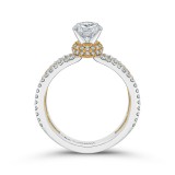 Shah Luxury 14K Two Tone Gold Round Diamond Engagement Ring with Split Shank (Semi-Mount) photo 4