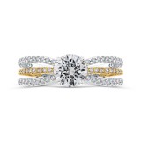 Shah Luxury 14K Two Tone Gold Round Diamond Engagement Ring with Split Shank (Semi-Mount) photo