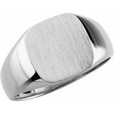 14K White 12x12 mm Square Signet Ring photo