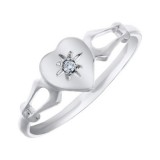 14K White Gold Diamond Heart Child's Ring photo