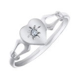 14K White Gold Diamond Heart Child's Ring photo