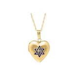 14K Yellow Gold enamel Pantograph Star of David and Heart Child's Locket photo 2