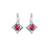 Gems One 14Kt White Gold Diamond (1/12Ctw) & Ruby (1/3 Ctw) Earring photo