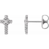 14K White Rope Cross Earrings photo