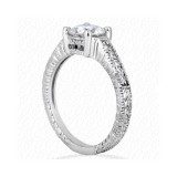 14k White Gold Diamond Semi-Mount Antique Engagement Ring photo 2