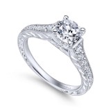 Gabriel & Co. 14k White Gold Victorian Straight Engagement Ring photo 3