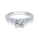 Gabriel & Co. 14k White Gold Victorian Straight Engagement Ring photo