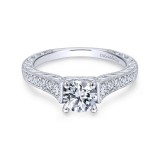 Gabriel & Co. 14k White Gold Victorian Straight Engagement Ring photo