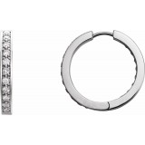 14K White 1 CTW Diamond Inside-Outside 22.8 mm Hoop Earrings photo