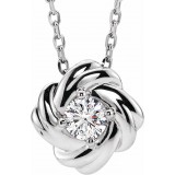 14K White 1/6 CTW Diamond Knot 16-18 Necklace photo