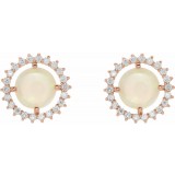 14K Rose Opal & 1/8 CTW Diamond Earrings photo 2