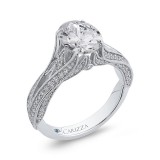 Shah Luxury 14K White Gold Oval Diamond Engagement Ring with Split Shank (Semi-Mount) photo 2