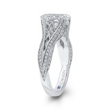 Shah Luxury 14K White Gold Oval Diamond Engagement Ring with Split Shank (Semi-Mount) photo 3