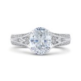 Shah Luxury 14K White Gold Oval Diamond Engagement Ring with Split Shank (Semi-Mount) photo
