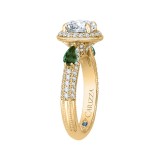 Shah Luxury 14K Yellow Gold Round Diamond and Green Tsavorite Engagement Ring (Semi-Mount) photo 3