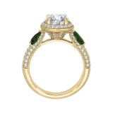 Shah Luxury 14K Yellow Gold Round Diamond and Green Tsavorite Engagement Ring (Semi-Mount) photo 4