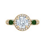 Shah Luxury 14K Yellow Gold Round Diamond and Green Tsavorite Engagement Ring (Semi-Mount) photo