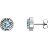 14K White Aquamarine & 1/6 CTW Diamond Earrings photo
