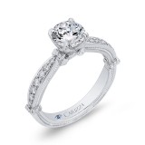 Shah Luxury Round Diamond Engagement Ring In 14K White Gold (Semi-Mount) photo 2