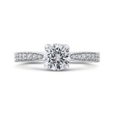 Shah Luxury Round Diamond Engagement Ring In 14K White Gold (Semi-Mount) photo