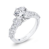 Shah Luxury 14K White Gold Round Cut Diamond 1/2 Run Engagement Ring (With Center) photo 2