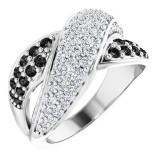 14K White 1 CTW Black & White Diamond Ring photo