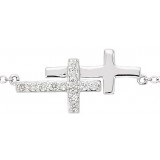 14K White 1/5 CTW Diamond Double Sideways Cross 8 Bracelet photo 2