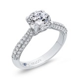 Shah Luxury 14K White Gold Round Diamond Engagement Ring (Semi-Mount) photo 2