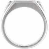 14K White 1/10 CTW Black Diamond 11.5x10 mm Rectangle Signet Ring photo 2