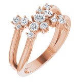 14K Rose 1/2 CTW Diamond Cluster Bypass Ring photo