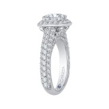 Shah Luxury 14K White Gold Cushion Diamond Halo Cathedral Style Engagement Ring (Semi-Mount) photo 3