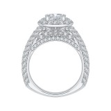 Shah Luxury 14K White Gold Cushion Diamond Halo Cathedral Style Engagement Ring (Semi-Mount) photo 4