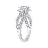 Shah Luxury 14K White Gold Cushion Diamond Halo Engagement Ring with Split Shank (Semi-Mount) photo 2