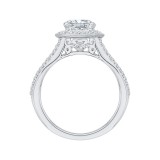 Shah Luxury 14K White Gold Cushion Diamond Halo Engagement Ring with Split Shank (Semi-Mount) photo 3