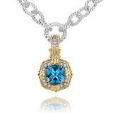 Vahan 14k Gold & Sterling Silver London Blue Topaz Pendant photo