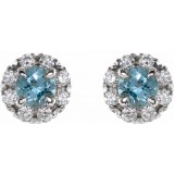 14K White Aquamarine & 1/3 CTW Diamond Earrings photo 2