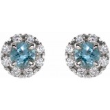 14K White Aquamarine & 1/3 CTW Diamond Earrings photo 2